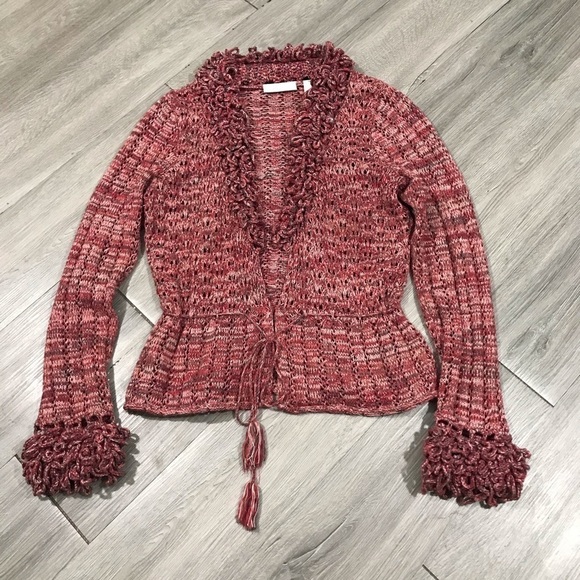JHCollectibles Knit Ruffle Collar Cardigan Sweater.       Size PM - Picture 9 of 11